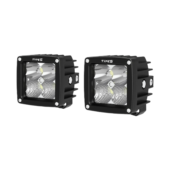 TYPE S - Elevate 3 Inch Spot + Flood Combo Beam Cube Pod Light Set and Harness Kit - DOT Compliant - 4,000 Total Raw Lumens, Waterproof, Die-cast, Off Road Lights, Truck, Jeep, UTV, ATV, SUV, 2 Pack
